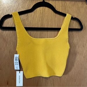 Yellow very cropped sculpt knit tank